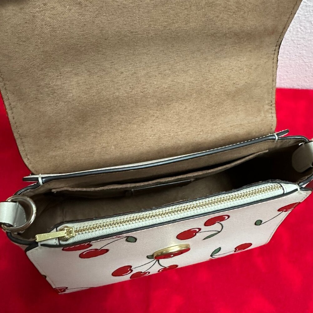 Coach Morgan Top Handle Satchel Bag CF419 in Chalk Leather & Cherry Print - EUC - Picture 8 of 15